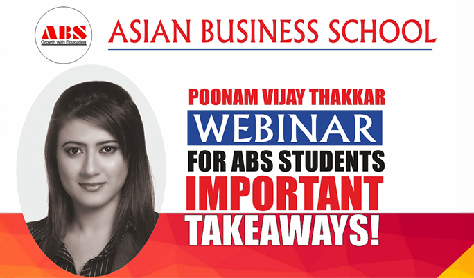 Read more about the article Corporate Resource Cell organised a webinar with Poonam Vijay Thakkar, Industry Expert-Marketing, Digital, Content & Analytics, Mentor of Change-NitiAayog (GOI) renders a powerful, envisioning live webinar session on “THE ART OF SCALING NEW HEIGHTS” at ABS!