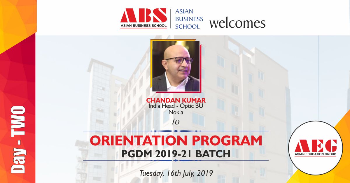 Read more about the article Mr. Chandan Kumar, India Head for Optics at Nokia, to be the Eminent Guest at ABS PGDM Orientation Program 2019!